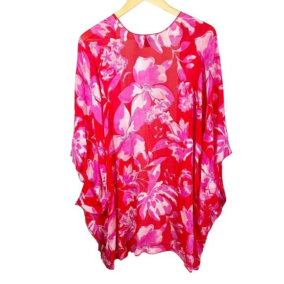 Karen Kane Floral Print Open Front Sheer Jacket Kimono Size Small Medium - Picture 2 of 9